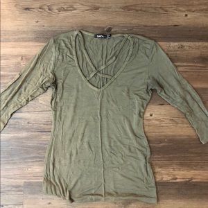 Cross cross front long sleeve T-shirt